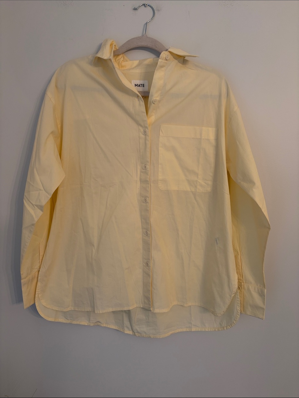 MATE the Label Pale Yellow Oversized Poplin Button-Down Shirt NWT